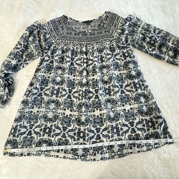 Zac & Rachel Peasant Top Womens L Blue Floral Long Sleeve Boho Festival Peasant - Picture 7 of 16